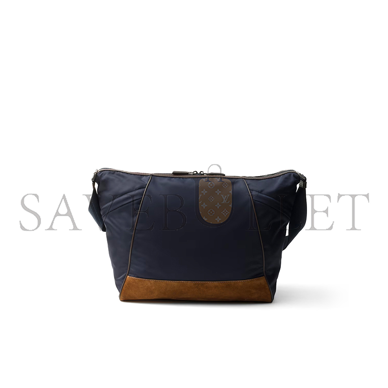 Pra*a re-nylon and leather shoulder bag 2vh180 (34*34*17cm)